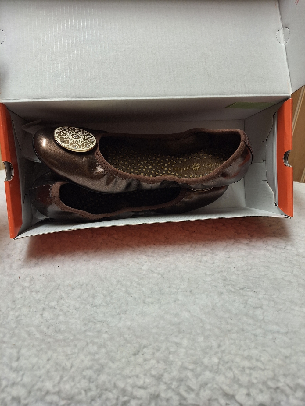 Lindsay Phillips Brown Ballet Flats with Decorative Medallion 7